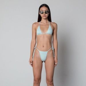PRIX Workshop Micro Bikini Top & Bottom in Blue Small